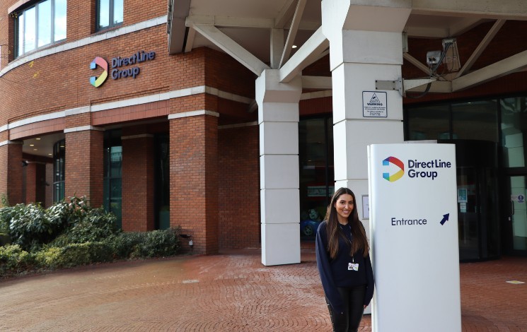 Girl outside Direct Line Group Head Office